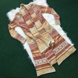 Free People Open Draped Maxi Cardigan Duster Red S